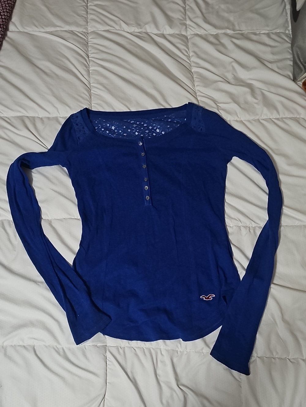 Hollister Royal Blue Long Sleeve Scoop Henley